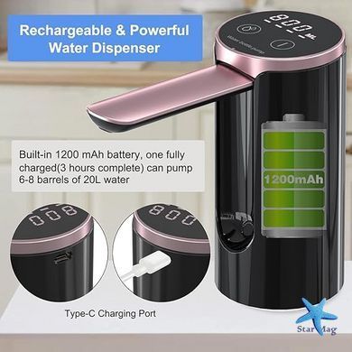 Автоматическая помпа для воды LY-1081 с USB-зарядкой &bull; Электрический диспенсер Water Dispenser для бутыля, дома, офиса и дачи