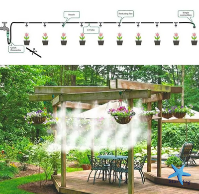 Система орошения Aqualin, 10 м · Комплект для капельного полива сада, огорода и увлажнения воздуха · Автоматический дождеватель туманообразователь