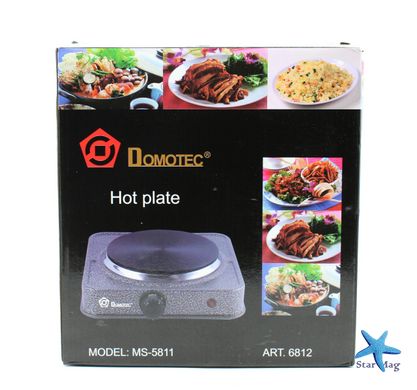 Настольная дисковая плита Domotec MS-5811 на 1 конфорку ∙ Электроплита одноконфорочная, 1500Вт