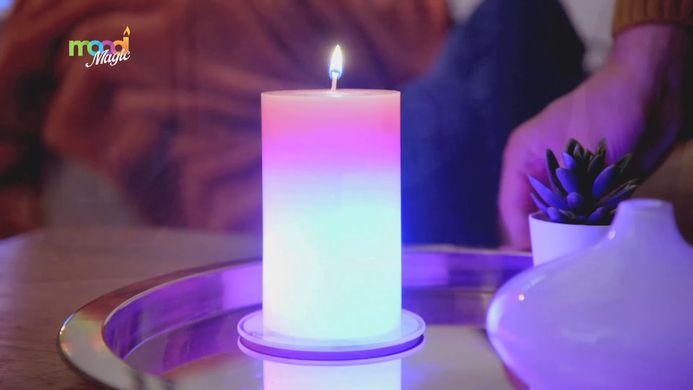 Воскова свічка зі справжнім полум'ям та RGB підсвіткою Candled Mood Madic