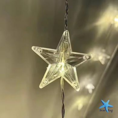 Світлодіодна штора Зірки з USB-живленням 3&times;3 м тепле світло ∙ Гірлянда Штора 3&times;3 м Тепла USB Зірки