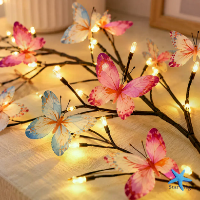 Гирлянда Бабочки KAR289 1,5 м 30 LED USB &bull; Светодиодная гирлянда KAR289 для стены и интерьера с теплым белым светом