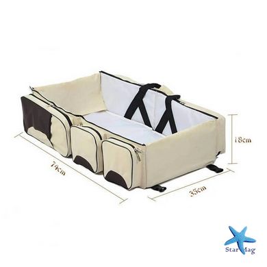 Багатофункціональна складана сумка – ліжко для перенесення дитини Ganen baby bed and bag Бежева