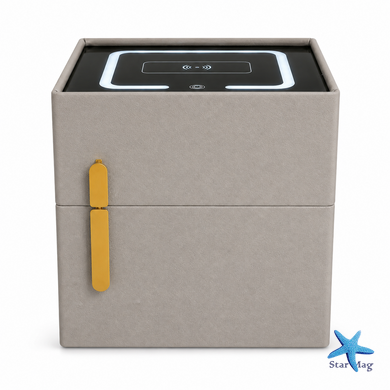 Приліжкова тумбочка VEN-1734-TUMB 42&times;42&times;50 см із сейфом і бездротовою зарядкою &bull; Тумба з електронним сейфом VEN-1734-TUMB, LED-підсвіткою та USB для спальні