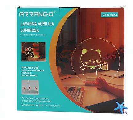 Круглый светильник-ночник WordPad AND 5502 15 см от USB &bull; LED-доска для заметок AND 5502 с маркером для дома, офиса и декора