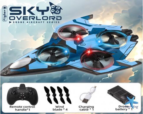RC літак-квадрокоптер Sky Overlord YX110 з LED-підсвіткою та трюками 360&deg; ∙ Радіокерований дрон-винищувач Sky Overlord