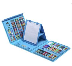 Раскладной набор для рисования с мольбертом голубой 208 предметов | Художественный Набор для творчества