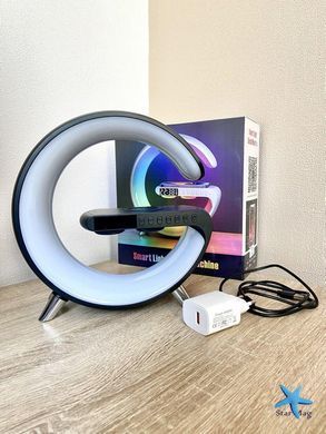 Ночник аккумуляторный с часами G63 Smart Light Sound Machine &bull; Лампа-колонка с беспроводной зарядкой Bluetooth и будильником