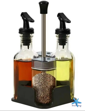 Набір кухонних ємностей для спецій, олії та оцту ∙ Кухонний органайзер на підставці Spice Jar