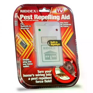 Ультразвуковой отпугиватель грызунов и насекомых RIDDEX Pest Repelling 200 м&sup2; &bull; Электронный прибор от мышей, крыс, тараканов и других вредителей от сети