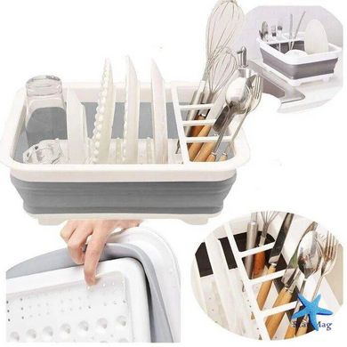 Складна силіконова сушарка для посуду ∙ Кухонна сушилка - органайзер для тарілок та приладів