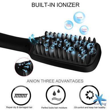 Гребінець-випрямляч для волосся 2 в 1 PTC Heating ∙ Стайлер-щітка для волосся PTC Heating з функцією іонізації