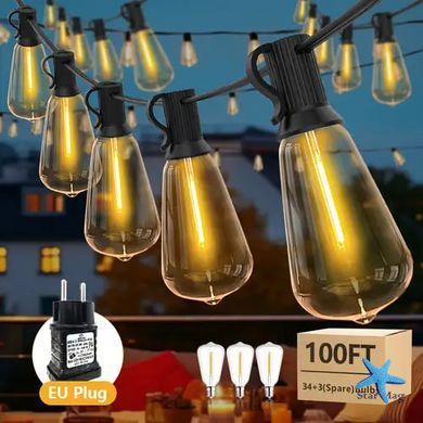 Гирлянда садовая светодиодная RED GARDEN 10м 25x LED лампочки &bull; LED подсветка ретро для дома и улицы питание от сети 220В