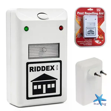 Ультразвуковий відлякувач гризунів і комах RIDDEX Pest Repelling 200 м&sup2; &bull; Електронний прилад від мишей, щурів, тарганів та інших шкідників від мережі