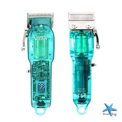 Професійна машинка для стрижки V-660 Professional Clipper Transparent Green &bull; Акумуляторна машинка для волосся VGR V-660