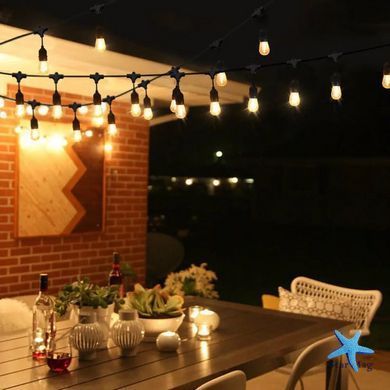 Гирлянда садовая светодиодная RED GARDEN 10м 25x LED лампочки &bull; LED подсветка ретро для дома и улицы питание от сети 220В