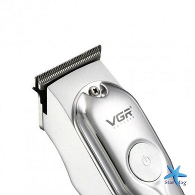 Машинка триммер для стрижки волосся, бороди, вусів VGR V-071 бездротова акумуляторна 3 насадки
