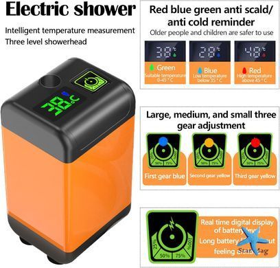 Душ Портативный Outdoor Shower 1402 ∙ Портативний похідний душ з акумулятором 7800 mAh
