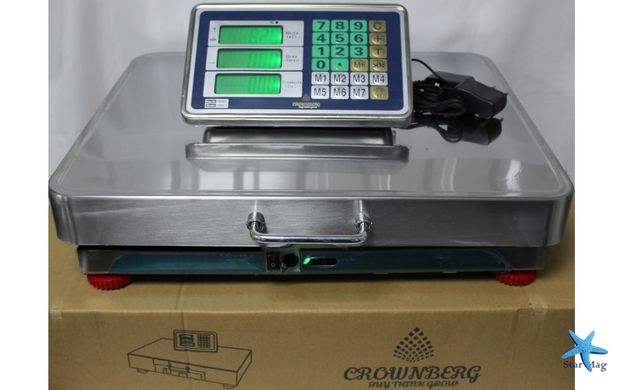 Торговые электронные весы Crownberg CB-350 с Wifi, до 350 кг (нержавейка) 42x52 см CG15 PR5