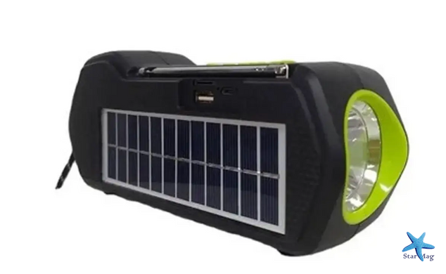Радіоприймач акумуляторний 3в1 із USB-зарядкою LED-ліхтарем MP3-плеєром ∙ Портативний радіоприймач GD-LITE-11 із сонячною панеллю та Bluetooth