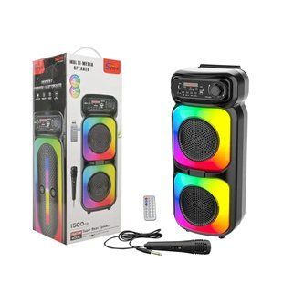 Бездротова вулична Bluetooth-колонка з дротовим мікрофоном &bull; Велика портативна акустика для караоке, музики, відпочинку та заходів