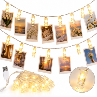 Гірлянда з прищіпками LU999 4,5 м 20 LED &bull; Світлодіодна фотогірлянда LU999 USB з теплим білим світлом для фото та інтер'єру