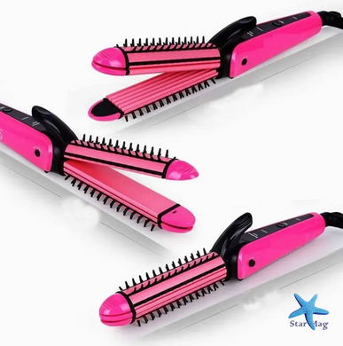 Багатофункціональний утюжок для волосся Nova 3 в 1 Hair Care Stylers ∙ Стайлер Nova NHC-8890 для випрямлення, гофре та локонів