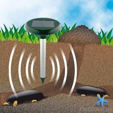 Відлякувач кротів і гризунів на сонячній батареї Solar Rodent Repeller (2 шт в комплекті) ∙ Ультразвуковий відлякувач для саду та городу від кротів мишей і польових шкідників