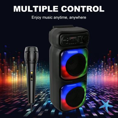 Бездротова вулична Bluetooth-колонка з дротовим мікрофоном &bull; Велика портативна акустика для караоке, музики, відпочинку та заходів