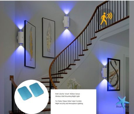 Настінна LED-лампа NS-01 &bull; Світлодіодний світильник NS-01 RGB з датчиком руху та пультом керування