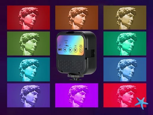 Лампа LED RGB з кріпленням для телефону WR-R1 ∙ Студійне накамерне світло 3000-7000K