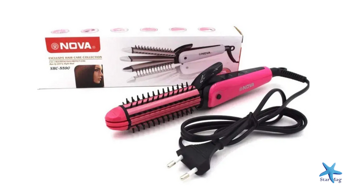 Багатофункціональний утюжок для волосся Nova 3 в 1 Hair Care Stylers ∙ Стайлер Nova NHC-8890 для випрямлення, гофре та локонів