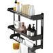 Полиця для ванної кімнати стелаж 60 см 106-20-69 &bull; Настінна полиця для ванної кімнати на 3 яруси з гачками SKLM-10