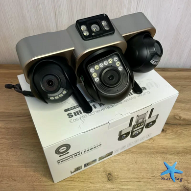 4G камера видеонаблюдения Smart Net Camera V380 белая &bull; Уличная IP-камера с 3 независимыми поворотными объективами, SIM-картой, Wi-Fi и ночным видением