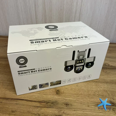 4G камера видеонаблюдения Smart Net Camera V380 белая &bull; Уличная IP-камера с 3 независимыми поворотными объективами, SIM-картой, Wi-Fi и ночным видением