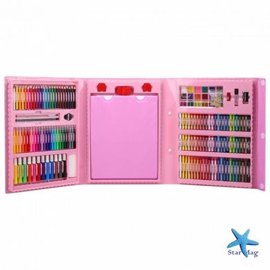Раскладной набор для рисования с мольбертом, 208 предметов ∙ Детский набор для творчества, Розовый