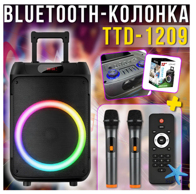 Колонка Bluetooth Wireless Speaker TTD-1209 с микрофонами и пультом ДУ ∙ Портативная TTD-1209 Bluetooth колонка 12"