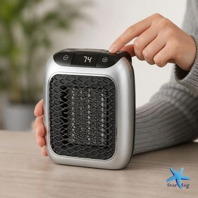 Обогреватель Handy Heater Turbo 800 Вт &bull; Портативный керамический тепловентилятор в розетку с цифровым дисплеем, пультом ДУ и таймером для небольшой комнаты