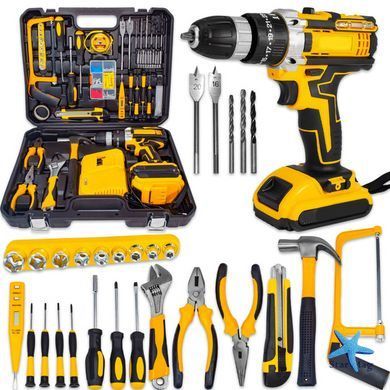 Шуруповерт з великим набором інструментів Electric Drill Set &bull; Акумуляторний ударний шуруповерт 24V 5Ah з набором інструментів