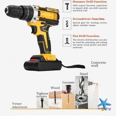 Шуруповёрт Electric Drill KAR 600 с набором слесарного инструмента ∙ Универсальный шуруповёрт с насадками Electric Drill 24W
