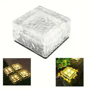 Садовий світильник Ice Cube теплий білий 10&times;6&times;10 см &bull; Вуличний LED-ліхтар на сонячній батареї для саду, доріжок і ландшафтного підсвічування