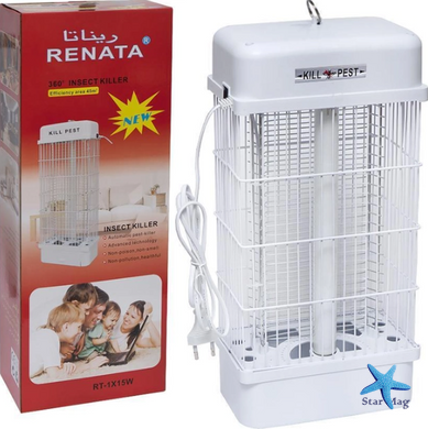 Москитная лампа от сети Renata Electric Insect Killer RT1X15W, 15 Вт · Электрическая ловушка - уничтожитель насекомых