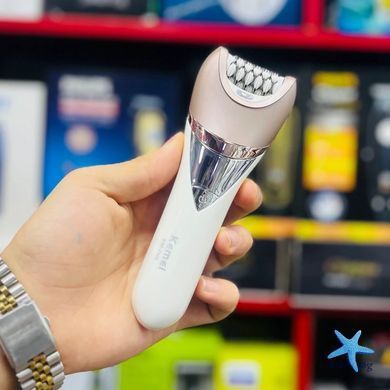 Эпилятор для тела 6 в 1 KM-7115 белый &bull; Женский набор для удаления волос, бритья, тримминга, зоны бикини, ног, рук и домашнего ухода