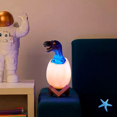Нічник – світильник Динозаврик в яйці 3D Dinosaur White+RGB Настільна акумуляторна LED лампа з пультом ДУ