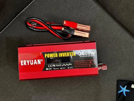 Преобразователь напряжения 2600W 12V в 220V с чистой синусоидой и LCD-дисплеем &bull; Инвертор для аккумулятора, дома, авто и резервного питания