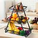 Настольная трехъярусная корзина - фруктовница с деревянной ручкой Triple Fruit Basket &middot; Разборная металлическая корзинка для фруктов