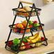 Настольная трехъярусная корзина - фруктовница с деревянной ручкой Triple Fruit Basket &middot; Разборная металлическая корзинка для фруктов