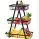 Настольная трехъярусная корзина - фруктовница с деревянной ручкой Triple Fruit Basket &middot; Разборная металлическая корзинка для фруктов