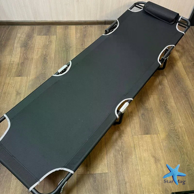 Складной пляжный шезлонг 56&times;176 см черный &bull; Садовый раскладной лежак для дачи, пляжа, террасы и отдыха на природе