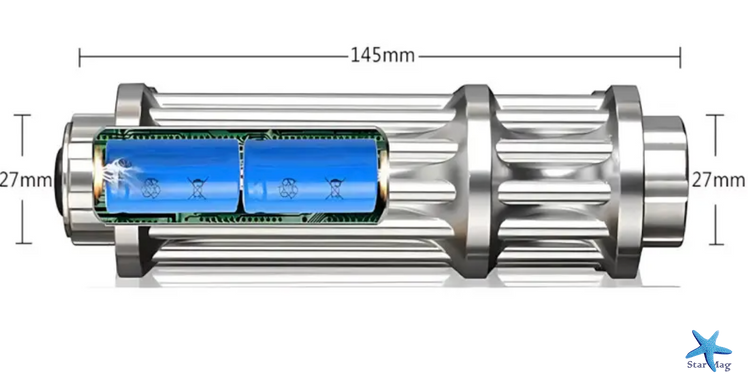 Лазер Laser B017 с пятью насадками в кейсе ∙ Синяя лазерная указка Laser B017 445 nm